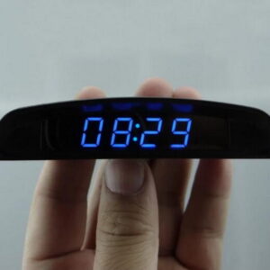3-in-1 Car 12V Digital LED Voltmeter Voltage Temperature Watch Thermometer, Blue