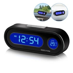 Mini Electronic Clock Time Watch Auto Dashboard Clocks Luminous Thermometer Black Digital Display Car Accessories