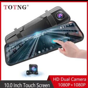 10 Inch Mirror Camera for Car Touch Screen Video Recorder Rearview Mirror Dash Cam Front and Rear Ca