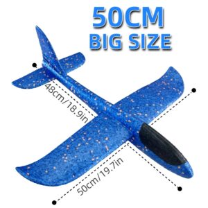 50CM Big Foam Plane Flying Glider Toy With LED Light Hand Throw Airplane Outdoor Game Aircraft Model Toys for Children Boys Gift