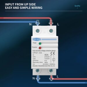 40A 220V RECONNECT OVER VOLTAGE & UNDER VOLTAGE PROTECTION PROTECTIVE DEVICE RELAY WITH VOLTMETER VOLTAGE MONITOR VPD1-60