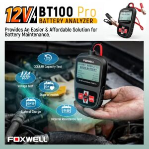 FOXWELL BT100 PRO 12V Car Battery Tester 100-1100 CCA Batter Check Battery Health Diagnostic Tool
