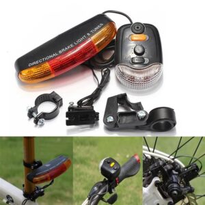 3 in 1 Cycling Bicycle Bike Turn Signal Indicator Brake Tail 7 LED Light Electric Horn (Black)