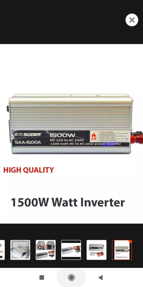 1500 Watt Inverter DC 12V to AC 220V Power Inverter - 1500W - Silver