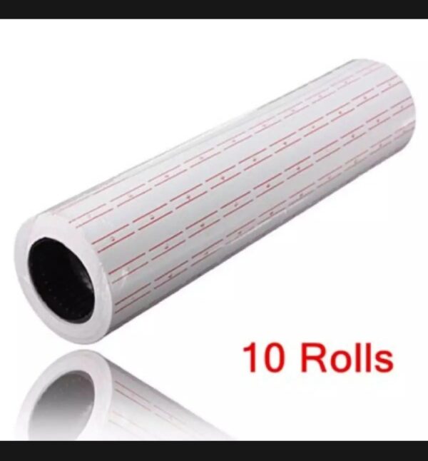 Pack of 10 Price Tag Rolls (White) for Price Labeling Manual Machine