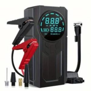 4 In 1 Car Jump Starter 8000mAh Air Pump Power Bank Lighting Portable Air Compressor Cars Battery Starters Starting Auto Tyre Inflator usb rechargeable