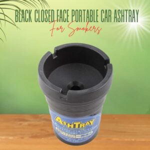 Black Closed Face Portable Car Ashtray For Smokers - Auto Cigarette Smoke Cup Holder Ash Tray For Car Smokeless Ashtrays