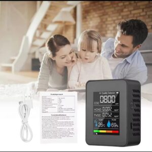 Multifunctional 5in1 CO2 Meter Digital Temperature Humidity Tester Carbon Dioxide TVOC HCHO Detector Air Quality Monitor smog